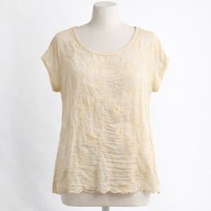 Vintage Giulia Embroidered Fairy Silk Top‎ Sz M Sheer Split Back Festival Whimsy